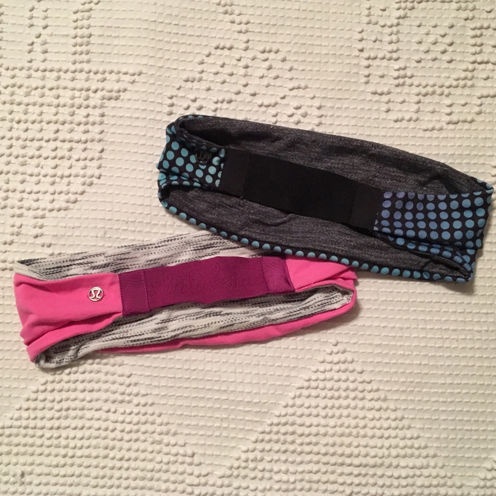 TWO Lululemon reversible headbands